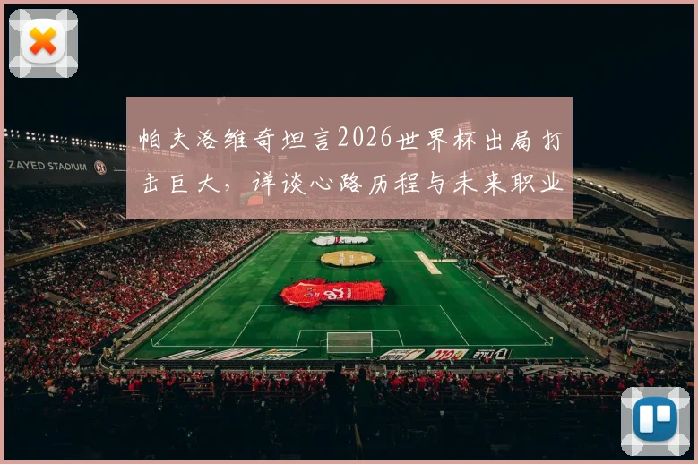 帕夫洛维奇坦言2026世界杯出局打击巨大，详谈心路历程与未来职业发展计划